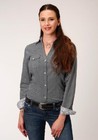 Roper Women's Black & White Diamond Star Western Shirt