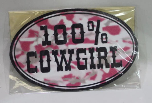 7" x 5" '100% COWGIRL' Car Trailer Magnet