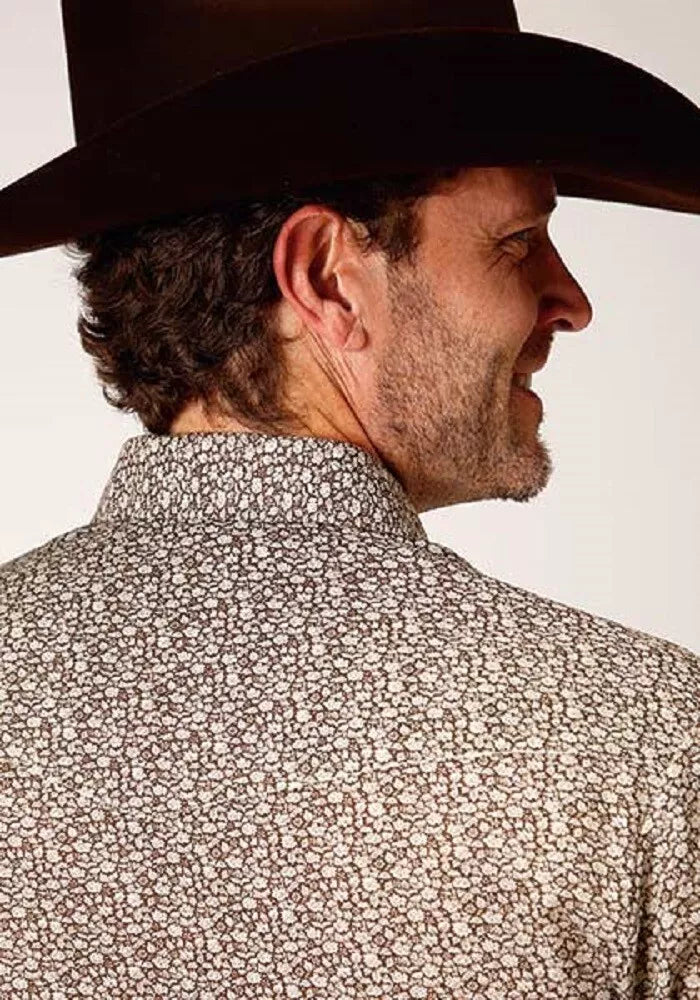 Roper Men's Long-sleeve BROWN & CREAM FLORAL WESTERN SHIRT