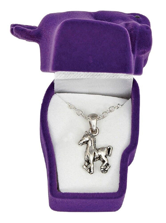 Silver colored PRANCING PONY NECKLACE