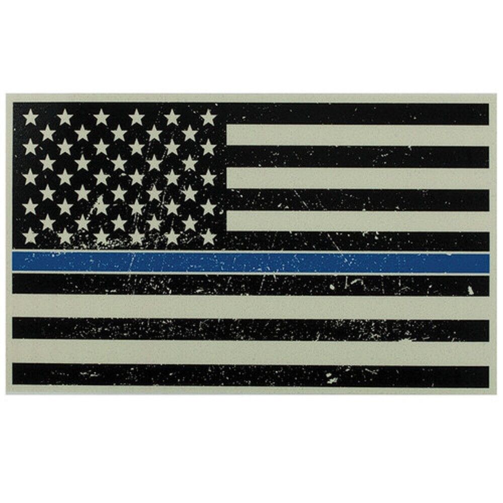 AMERICAN FLAG w/ BLUE STRIPE POLICE TRIBUTE VINYL STICKER