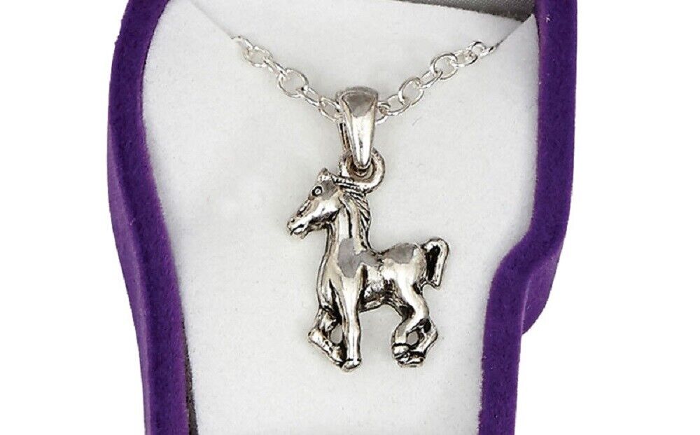 Silver colored PRANCING PONY NECKLACE