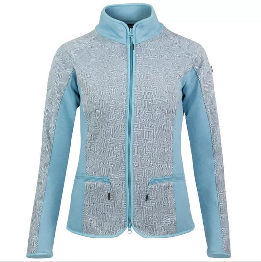 Horze Women's Turquoise Blue Trendy 2-Way Zip Fleece Long Sleeve Sweatshirt Jacket