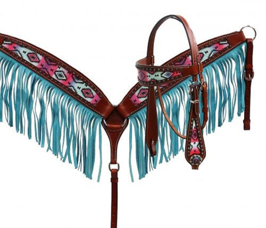 Pastel Navajo Headstall & Breast Collar Set