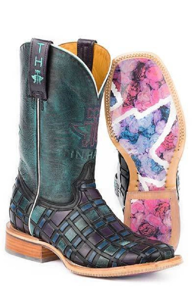 Women's Tin Haul 'Entwined' Roses Sole Western Boots Size 10