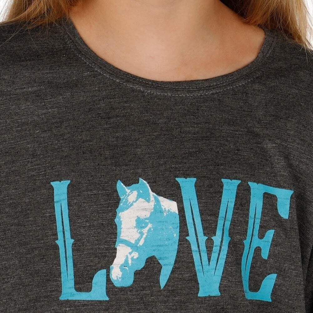 Girl's Roper Grey 'Love' Horse Graphic Shirt