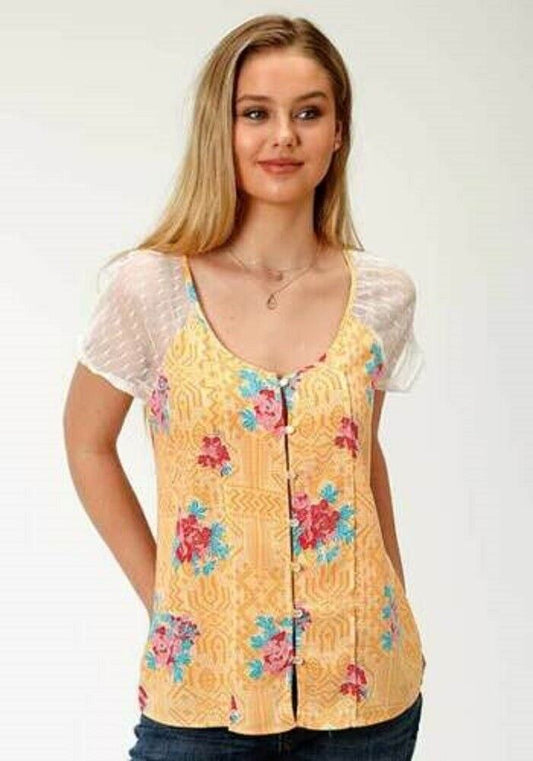 Women's Roper Yellow Spring Floral Blouse