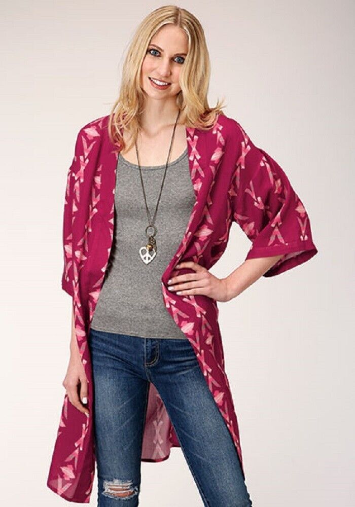 Women's Roper WINE AZTEC PRINT CARDIGAN shirt pullover blouse
