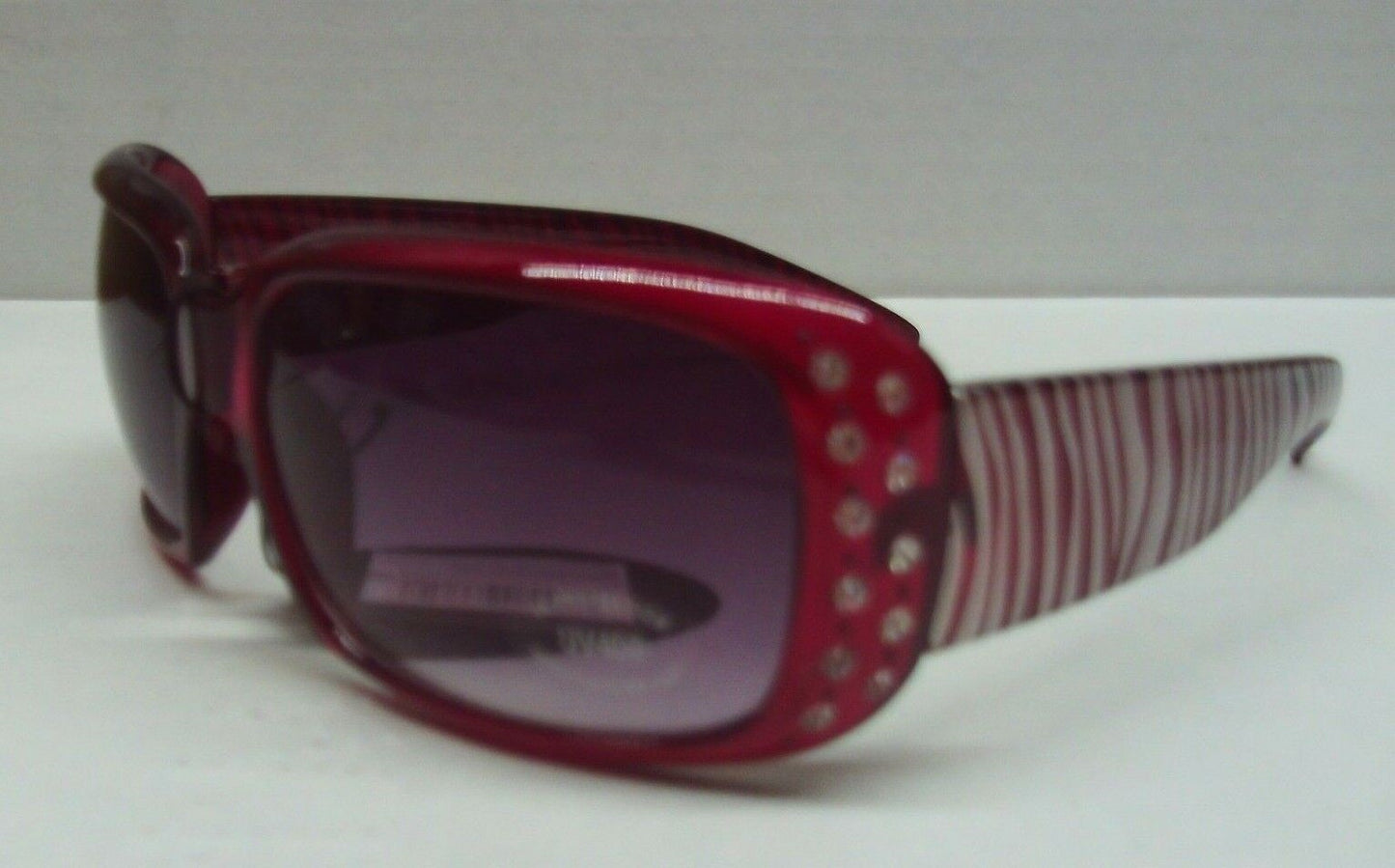 Fashion Sunglasses w/ Crystal Rhinestones Red silver zebra