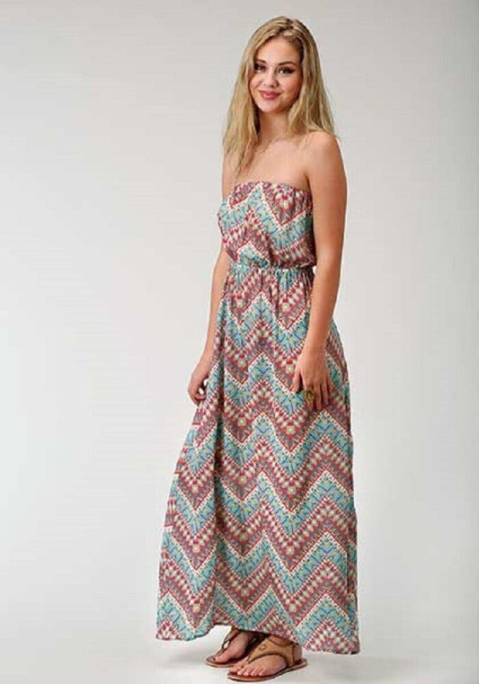 Women's Roper Aztec Chevron Print Rayon Dress w/ Elastic