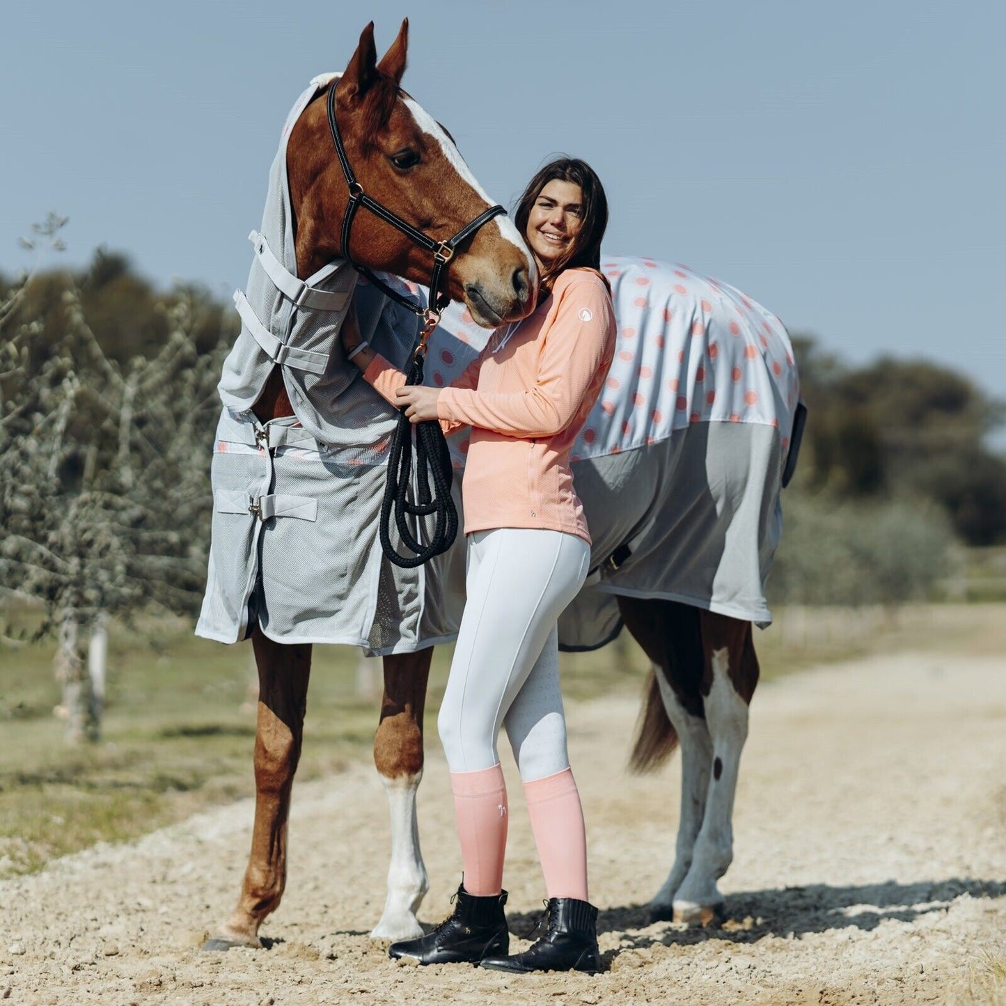 Women's Horze Peach Amber Pink HORSE RIDING SOCKS w/ Thin shaft