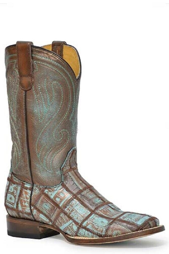 Roper Women's 'Caiman Check' Turquoise Western Boots