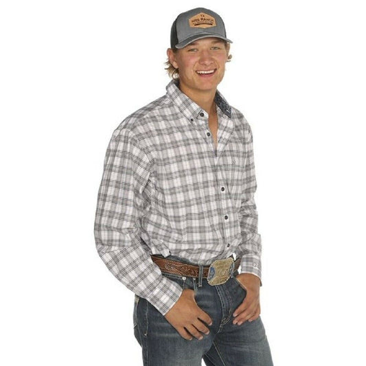 Noble Outfitters Men's Gray White PLAID WESTERN SHIRT