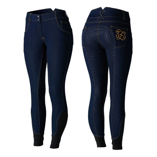 Women's Horze Dark blue 'JESSI-LYN' DENIM FULL SEAT BREECHES