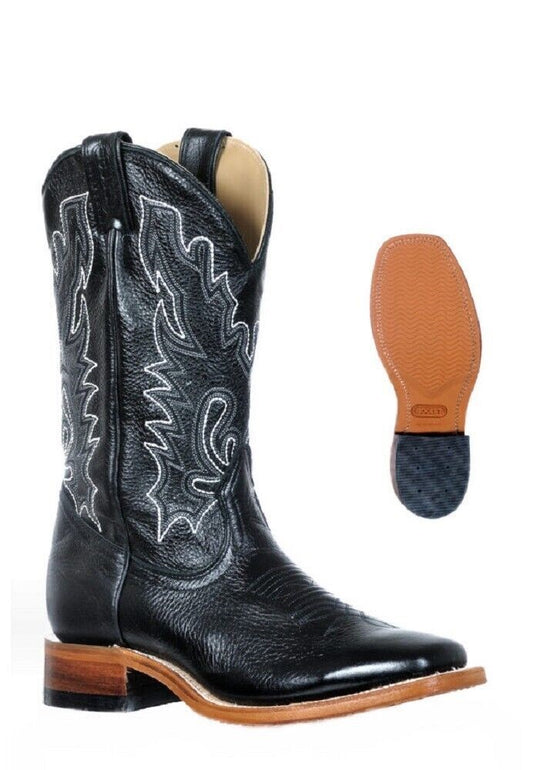 Women's Black Leather Boulet Cowboy Boots