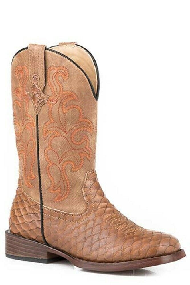 Youth Roper 'Viper' Fish Scale Cowboy Boots