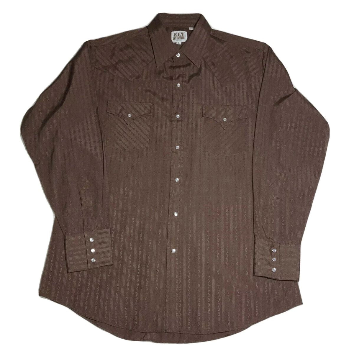 Ely Cattleman Men's Brown TONE ON TONE WESTERN SHIRT