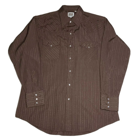 Ely Cattleman Men's Brown TONE ON TONE WESTERN SHIRT