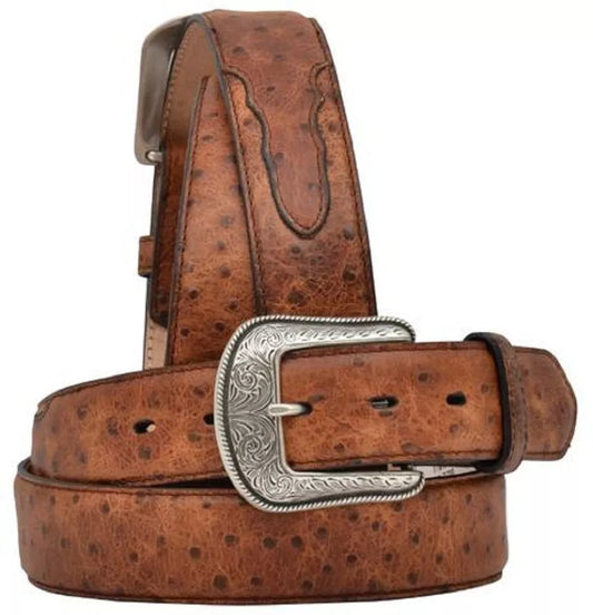 Men's Brown Ostrich Print Western Belt