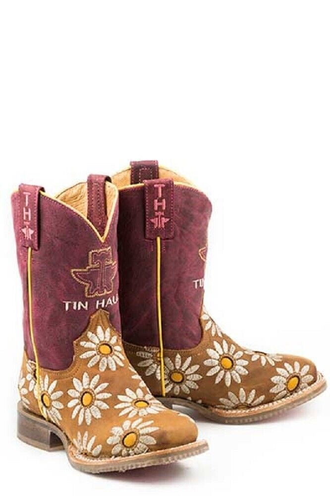 Youth girl's Tin Haul 'Lil Blossom' Cowboy Boots w/ Bumblebee sole