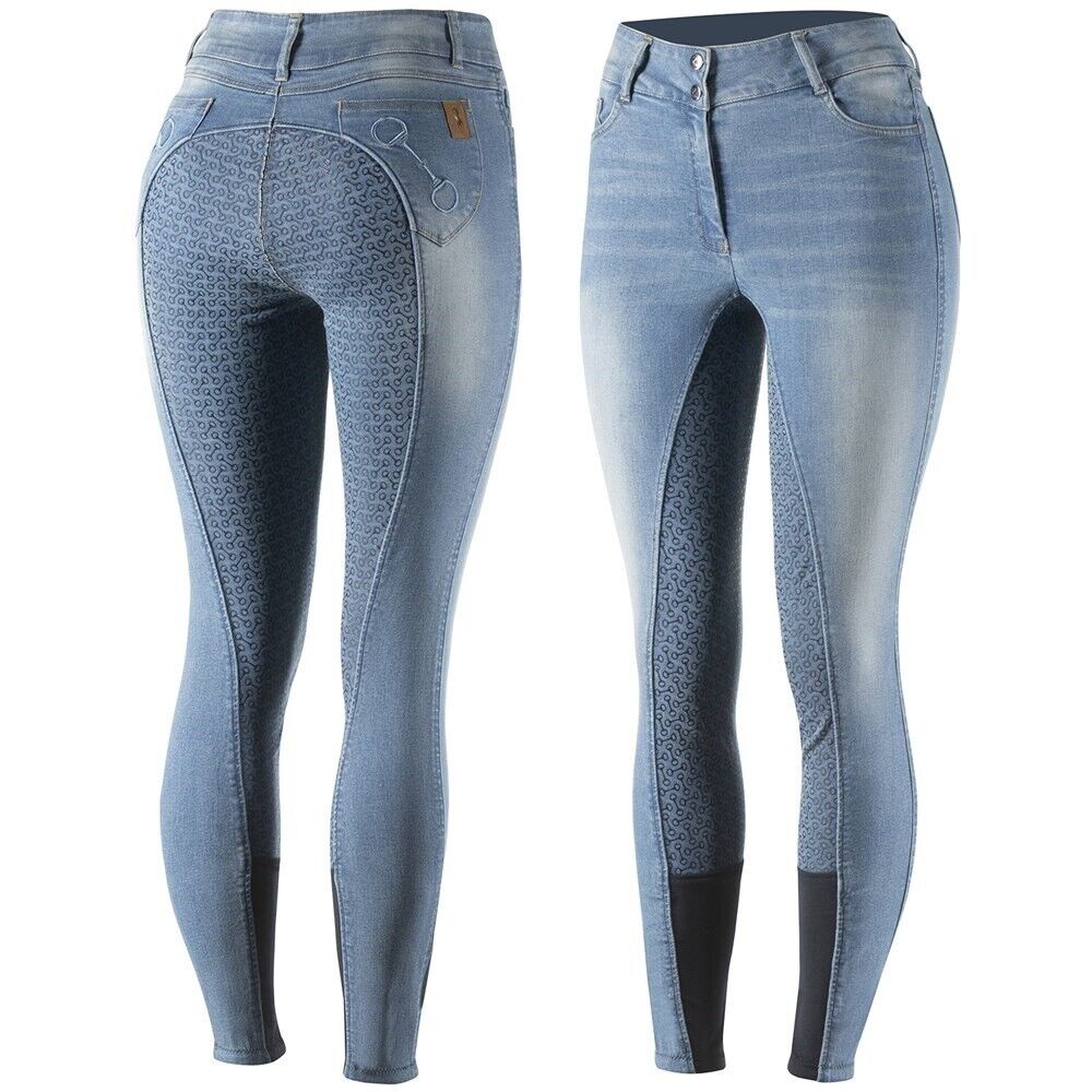 Women's Horze Light blue 'KAIA' DENIM FULL SEAT BREECHES