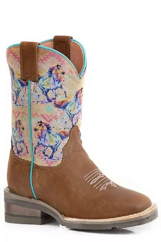 Roper Toddler Size 6 Girl's 'HORSES' PRINT COWBOY BOOTS