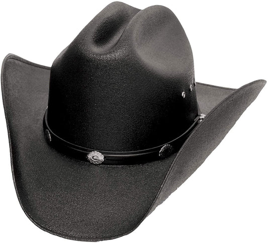 BLACK STRAW COWBOY HAT w/ Silver conchos, Size choice