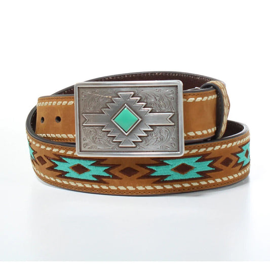 Women's Ariat Leather Aztec Embroidered Belt