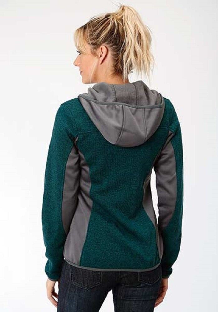 Women's Roper Teal Gray Hooded Zipper Jacket