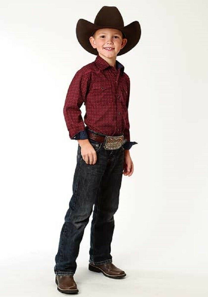 Roper Youth Boy's Red & Black Vintage Foulard Western Shirt