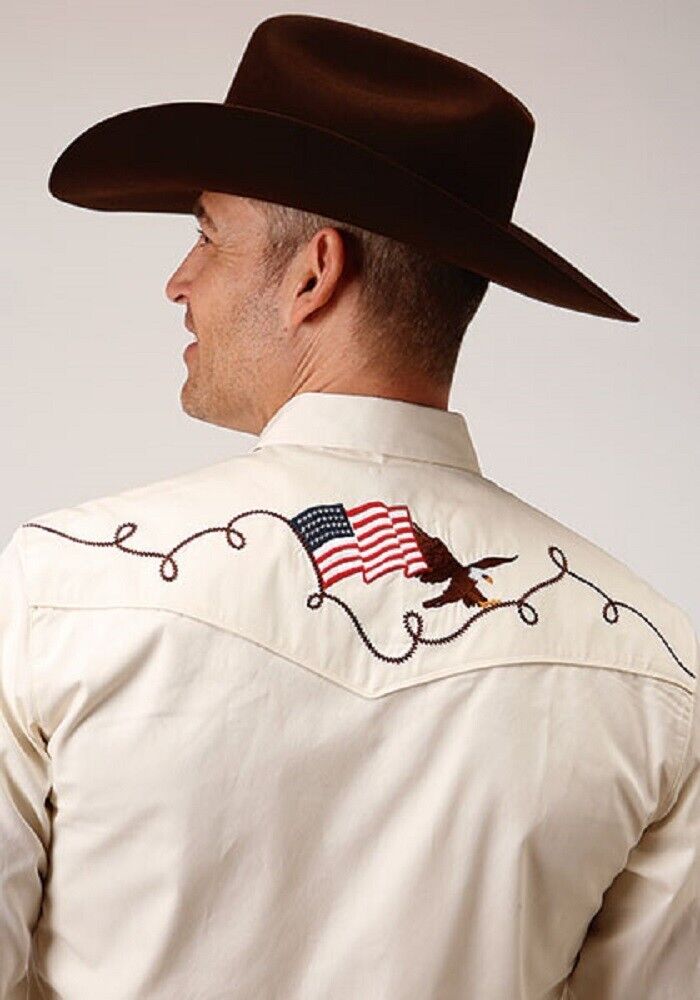 Men's Roper Eagle & Flag Embroidered Western Shirt