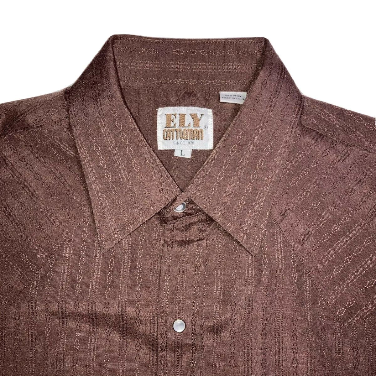 Ely Cattleman Men's Brown TONE ON TONE WESTERN SHIRT