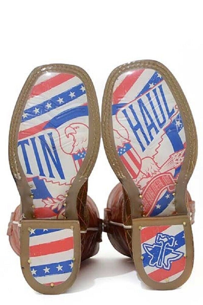 Kids' Tin Haul 'Crossed' Cowboy Boots w/ Bald Eagle Sole