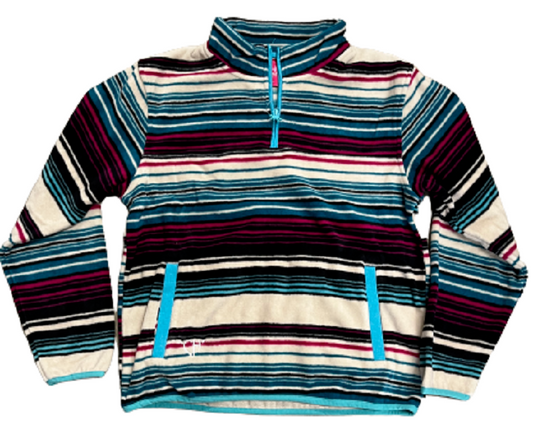 Youth girl's Cowgirl Hardware Turquoise pink SERAPE POLAR FLEECE SHIRT