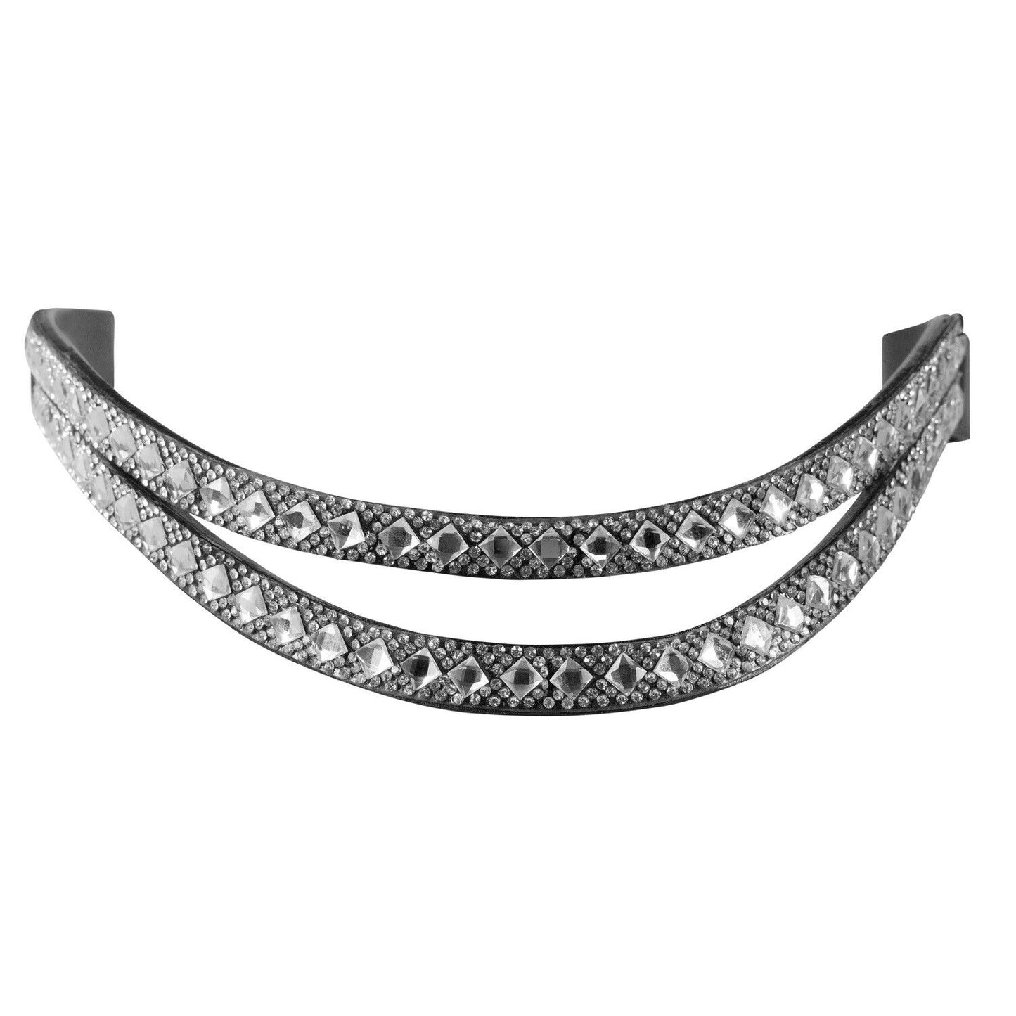 Horse Size Clear Crystal English Bridle Leather Browband Piece