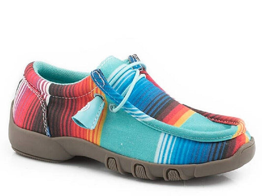 Youth Roper Blue 'Chillin Serape' Slip-On Moccasins Shoes