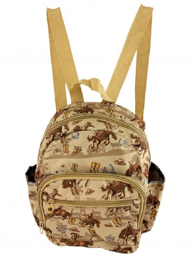 WILDWEST HORSE & COWBOY PRINT BACKPACK w/ Three compartments