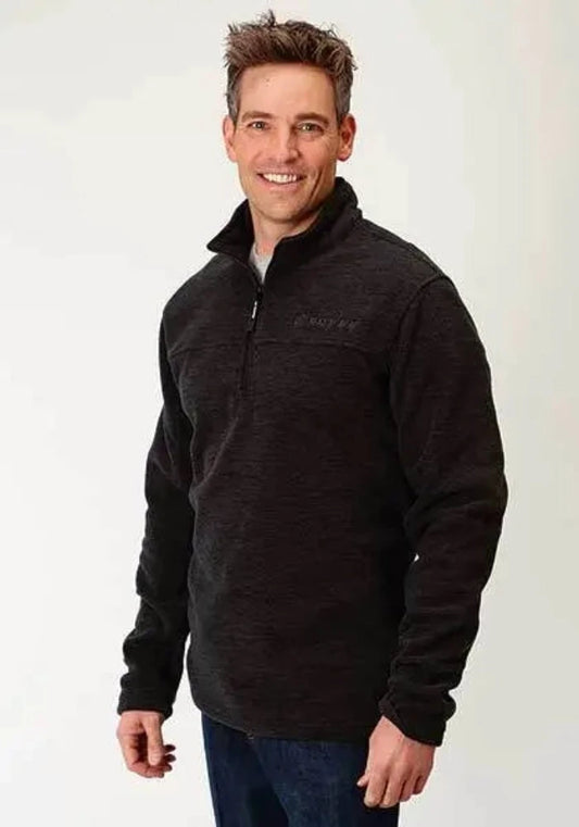 Men's Roper Gray & Black Fleece Pullover Jacket
