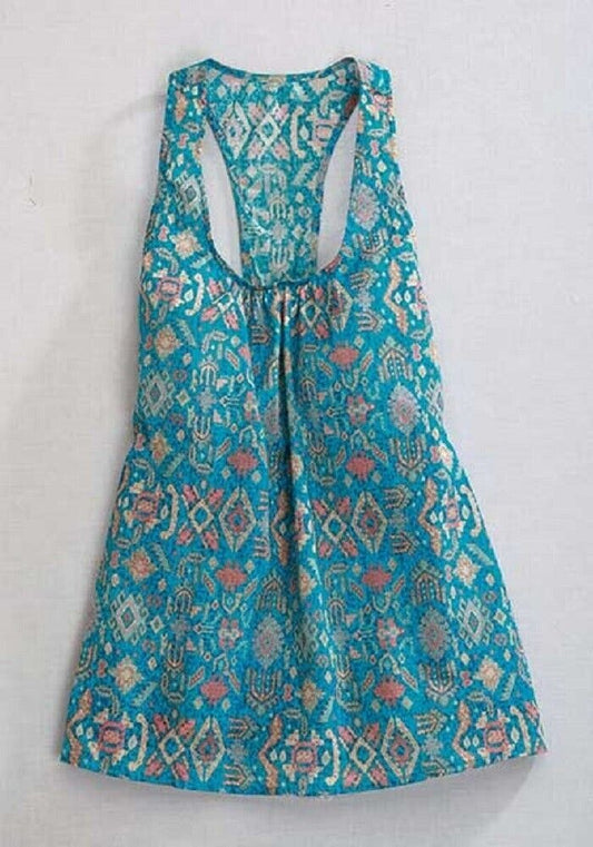 Women's Tin Haul Blue Aztec Racer Back Tank Top