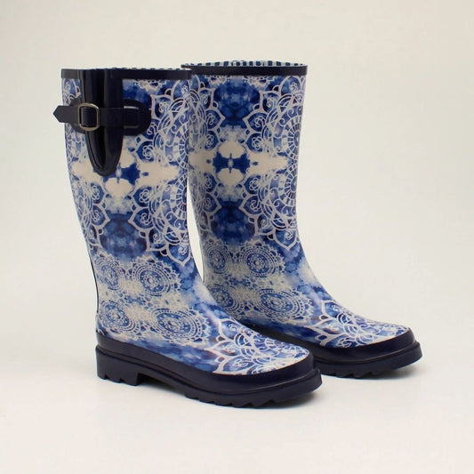 Blazin Roxx's Women's Blue & White 'Delilah' Rubber Rain Boots