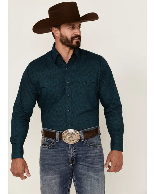 Ely Cattleman Men's BLUE & BLACK Western Shirt