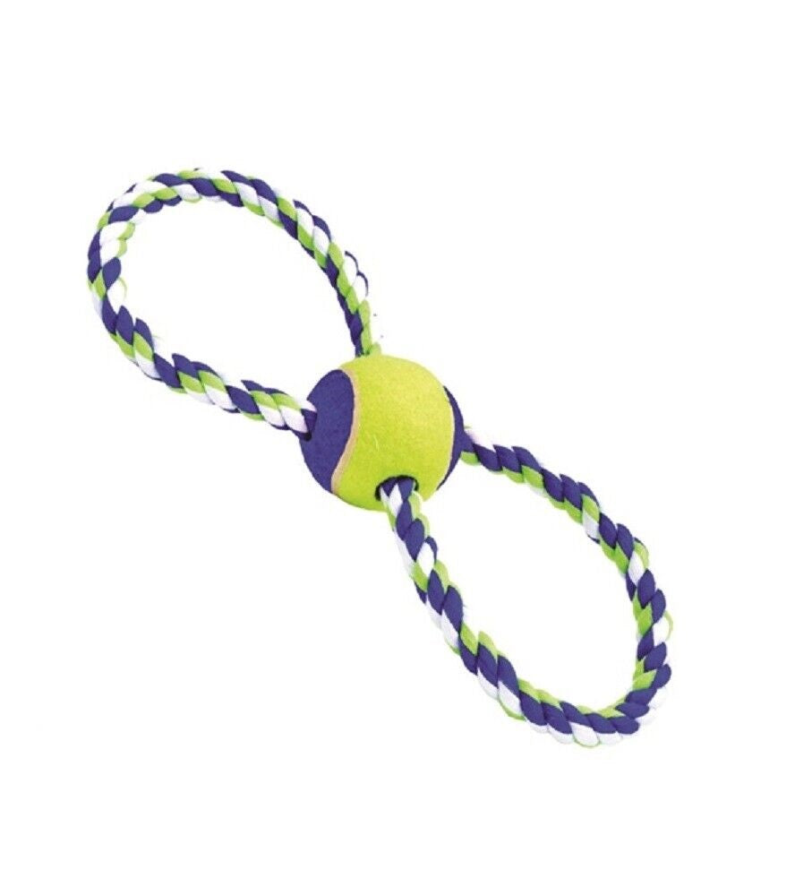 Rascals 12" FIGURE 8 TUG ROPE w/ BALL DOG PLAY TOY