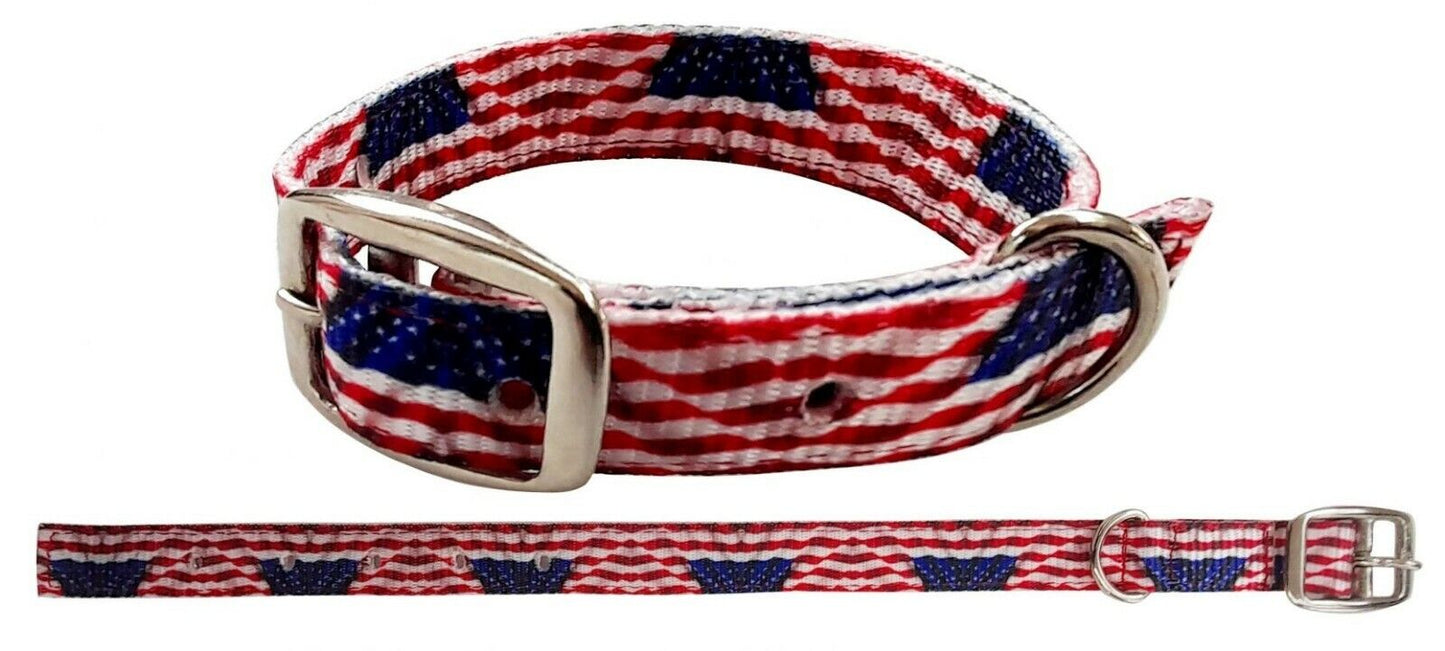 Showman Nylon Dog Collar w/ American USA Flag Design