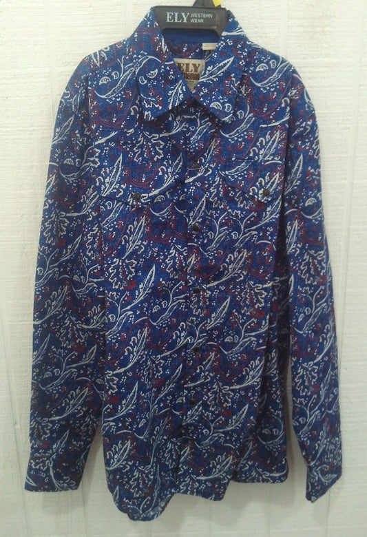 Ely Cattleman Boy's Red White Blue PAISLEY WESTERN SHOW SHIRT