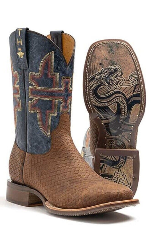 Tin Haul Men's 'Cut Up' Viper Snake Sole Cowboy Boots