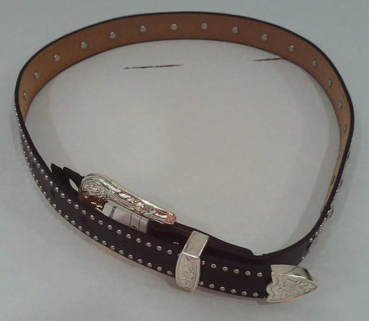 Youth 18" Black Leather Bling Show Belt