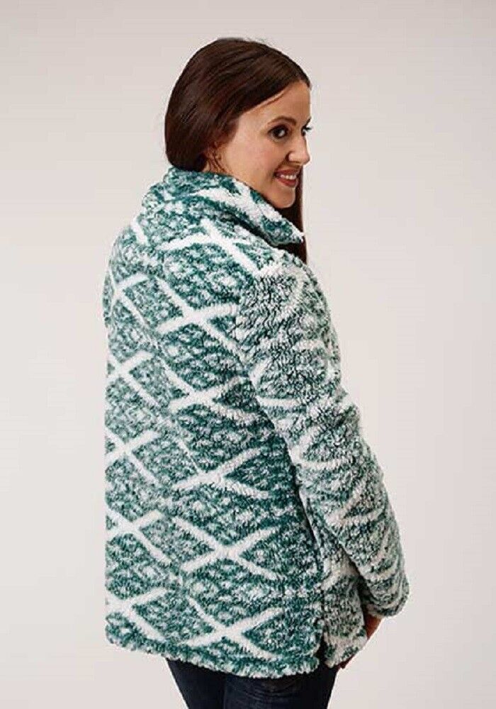 Women's Roper Green White Polar Fleece Pullover