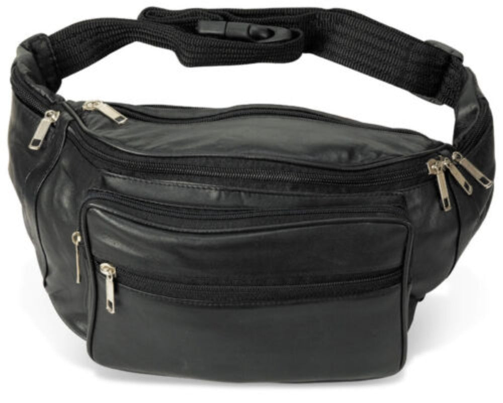 Black Genuine Leather Fanny Pack