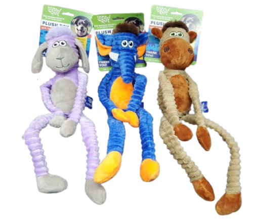 Plush Dog Toy With Squeakers And Crinkle Legs/Arms