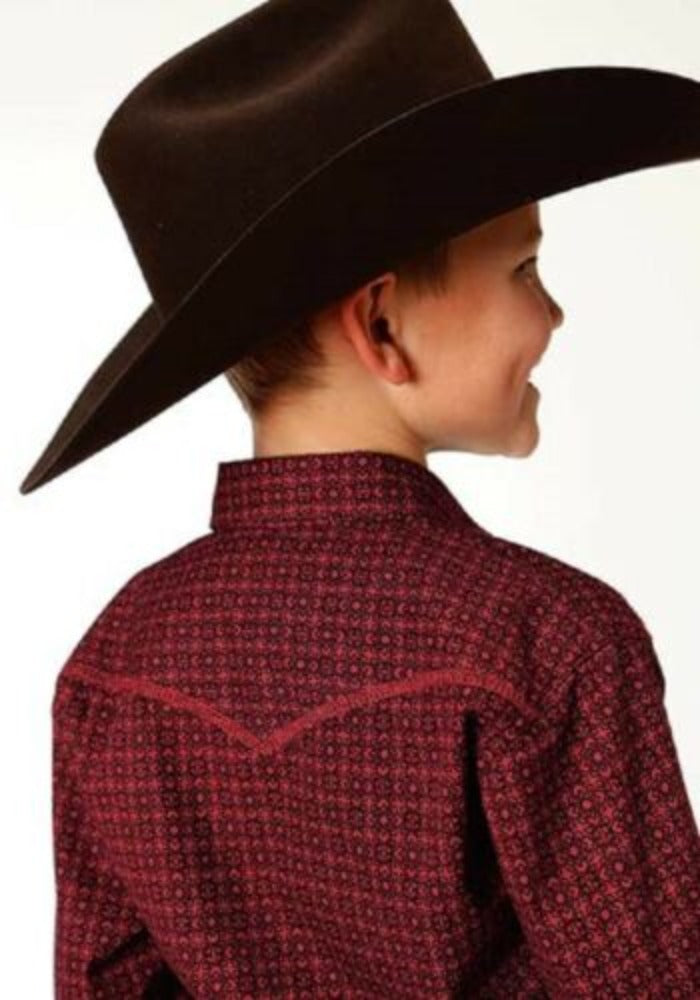 Roper Youth Boy's Red & Black Vintage Foulard Western Shirt